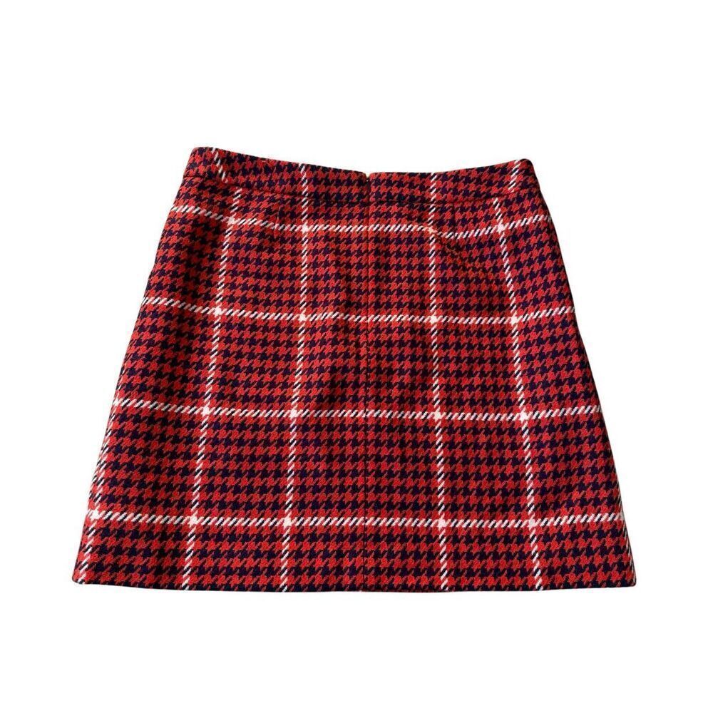 Boden British Tweed Red Navy Houndstooth Mini Skirt‎ size 10 - Picture 3 of 10